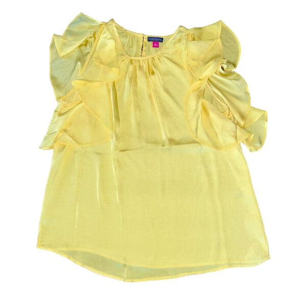 Vince Camuto Blouse Ruffle Flutter Small Flutter Sleeve Lightweight - Picture 4 of 7